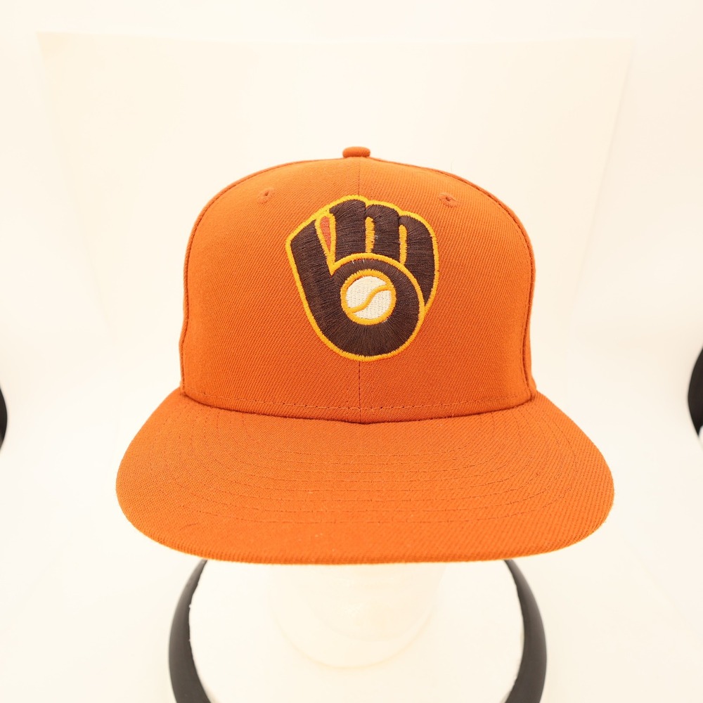 New Era Milwaukee Brewers 59FIFTY Fitted Hat 7 1/4 Orange 1982 Anniversary